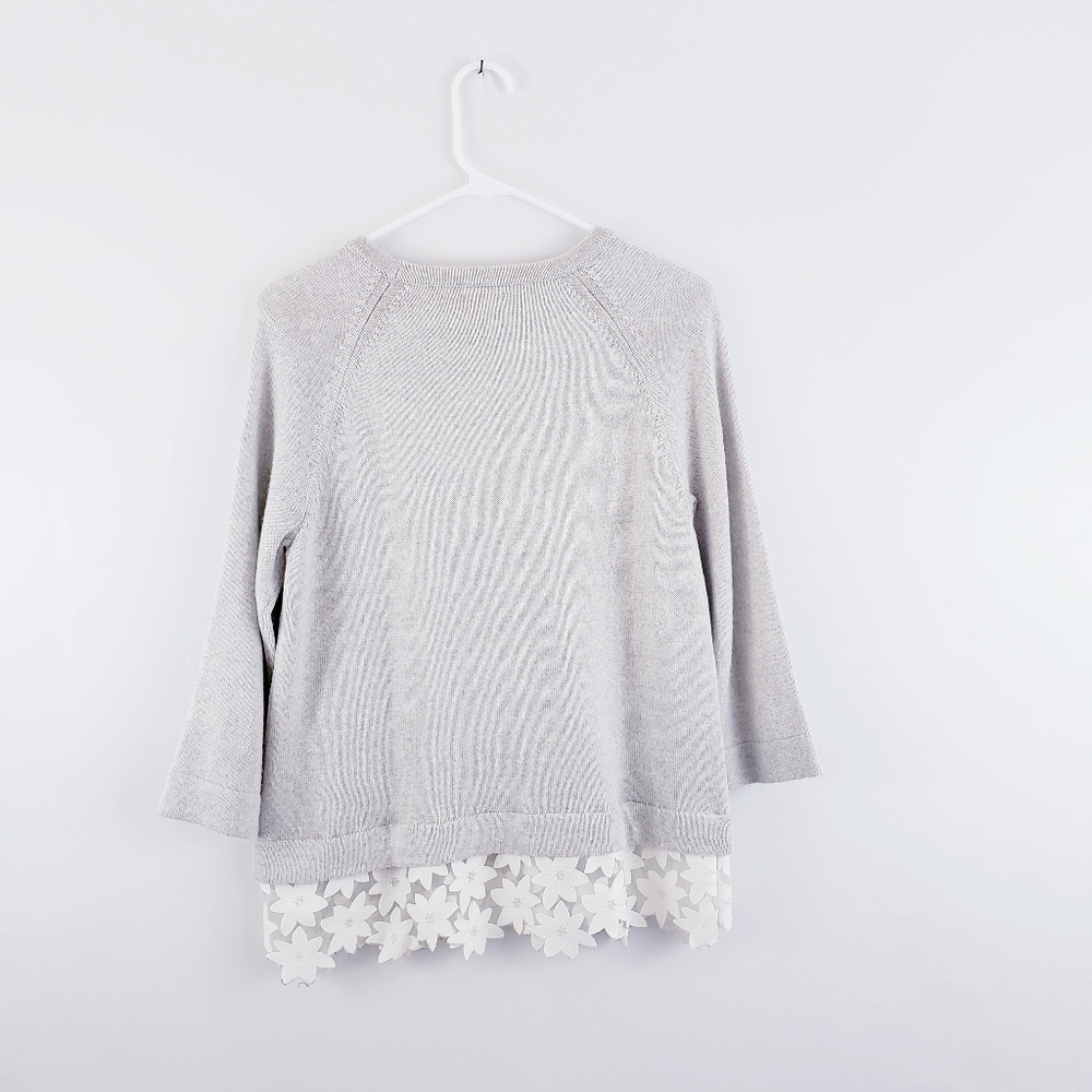 🚫SOLD🚫 J. Crew Floral Lace Trim Wool Sweater - Picture 3 of 8